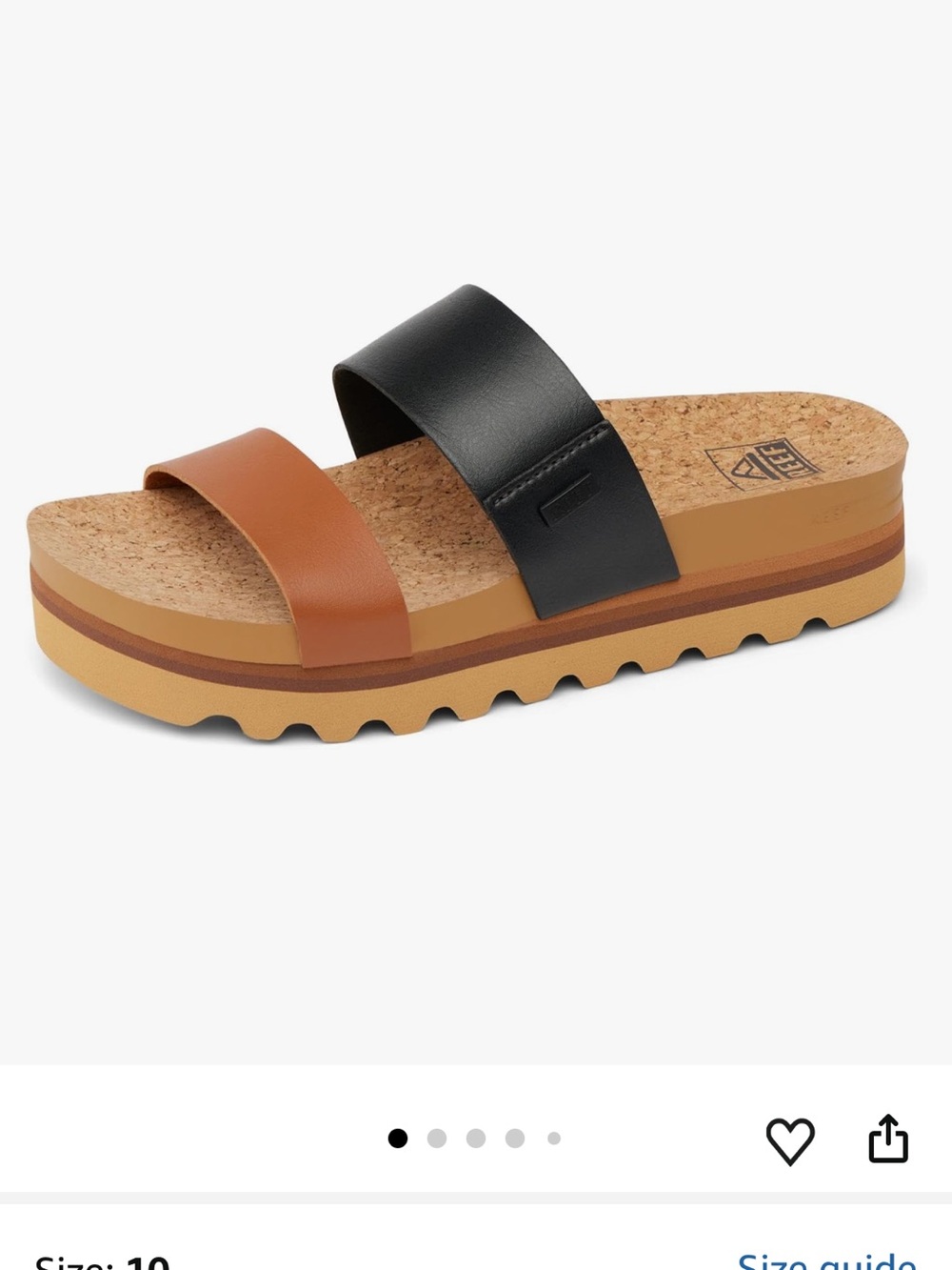 Reef Women's Two-Band Slide Sandal in Black and Brown